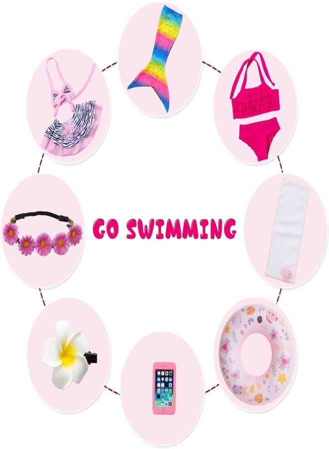 UNICORN ELEMENT 11Pcs 18 Inch Girl Doll Clothes and Accessories Set Including Colorful Mermaid Swimsuits,Mobile Phone,Hairpin,Swimming Circle - Image 3