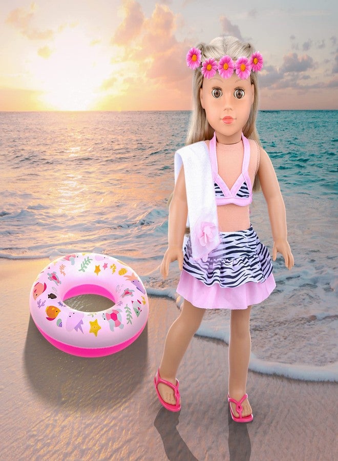UNICORN ELEMENT 11Pcs 18 Inch Girl Doll Clothes and Accessories Set Including Colorful Mermaid Swimsuits,Mobile Phone,Hairpin,Swimming Circle - Image 4