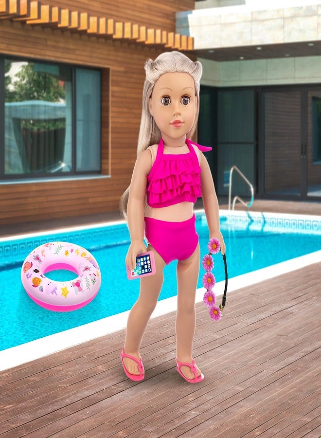 UNICORN ELEMENT 11Pcs 18 Inch Girl Doll Clothes and Accessories Set Including Colorful Mermaid Swimsuits,Mobile Phone,Hairpin,Swimming Circle - Image 5