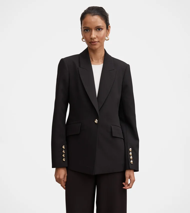 فورايفر نيو Trixie Petite Gold Button Blazer