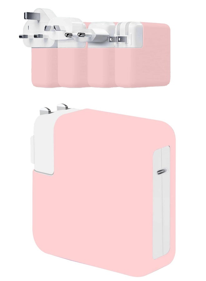 SJet Soft Silicone Charger Case Cover for 2022~2025+ MacBook Air 13.6 Inch (Model: M4 A3240/A2681), 2018+ Air 13.3 Inch (Model: A1932/A2337/A2179) and Pro 12 Inch A1534, for 29W/30W/35W Charger (Pink) - Image 1