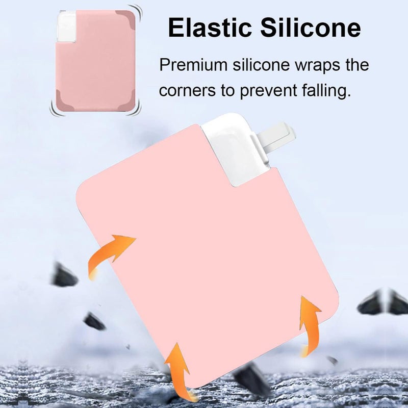 SJet Soft Silicone Charger Case Cover for 2022~2025+ MacBook Air 13.6 Inch (Model: M4 A3240/A2681), 2018+ Air 13.3 Inch (Model: A1932/A2337/A2179) and Pro 12 Inch A1534, for 29W/30W/35W Charger (Pink) - Image 4