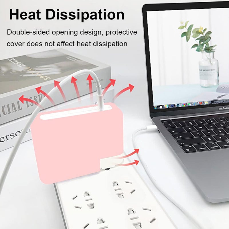 SJet Soft Silicone Charger Case Cover for 2022~2025+ MacBook Air 13.6 Inch (Model: M4 A3240/A2681), 2018+ Air 13.3 Inch (Model: A1932/A2337/A2179) and Pro 12 Inch A1534, for 29W/30W/35W Charger (Pink) - Image 5