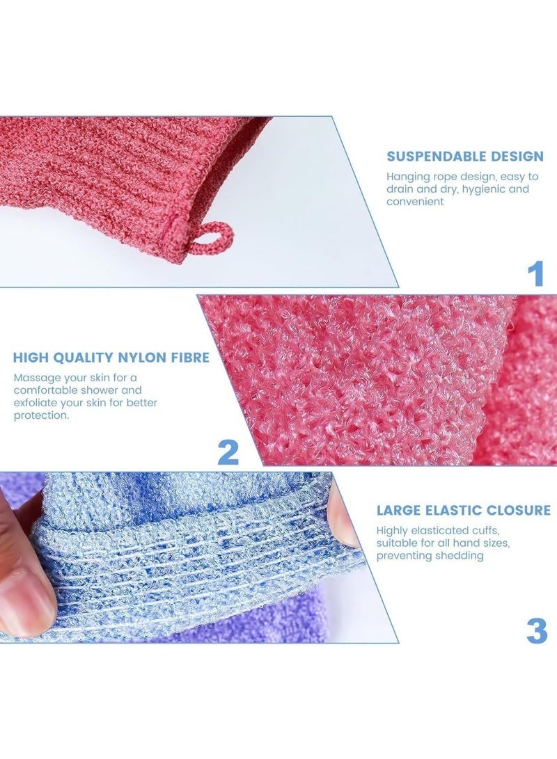 قفاز تقشير بالليفة - قفاز استحمام للجسم - ينعم البشرة ويزيل الشوائب - تنظيف عميق وتقشير للبشرة - تصميم متعدد الألوان - Image 4