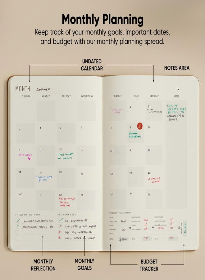 PRODUCTIVITY STORE Undated, 2026 Planner, 8.5" x 11" - The #1 Productivity Planner to Achieve Your 2026 Goals - Planner 2026-2027 by PRODUCTIVITY STORE (A4, BROWN) - Image 5