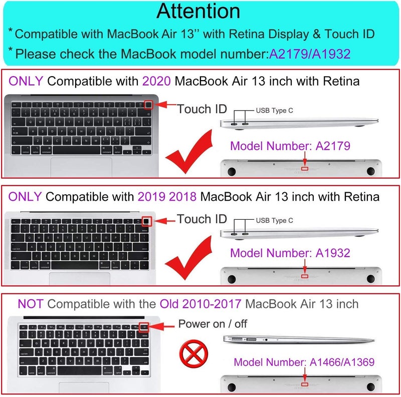 Moca Hard Shell Case for MacBook Air 13 inch M1 A2337 A2179 A1932 [2022, 2021-2018 Release] with Retina Display Touch id Slim Lightweight Matte Scratch Resistant (Aqua) - Image 2