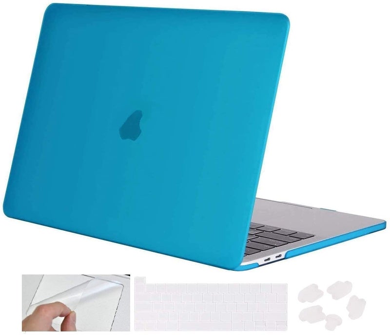 Moca Hard Shell Case for MacBook Air 13 inch M1 A2337 A2179 A1932 [2022, 2021-2018 Release] with Retina Display Touch id Slim Lightweight Matte Scratch Resistant (Aqua) - Image 1