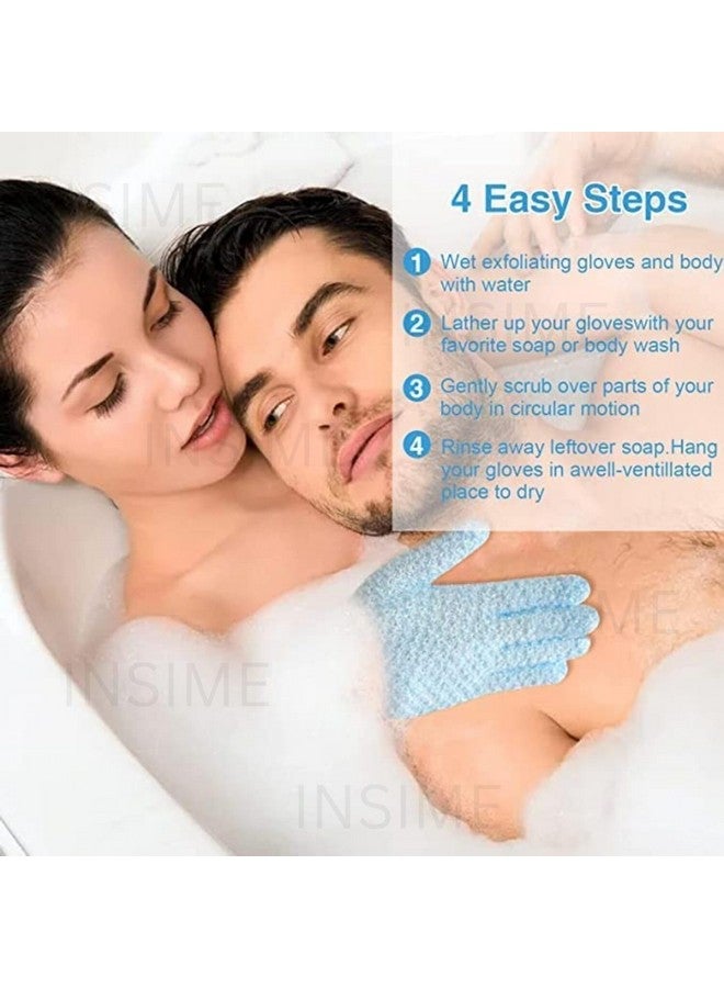 INSIME Premium Skin exfoliating Shower body gloves for bathing (2 pairs) | Dual texture Hydro Body scrub Deep Exfoliate gloves for dead skin | Spa massage, body scrubber, bathing hand gloves for Women & Men - Image 3
