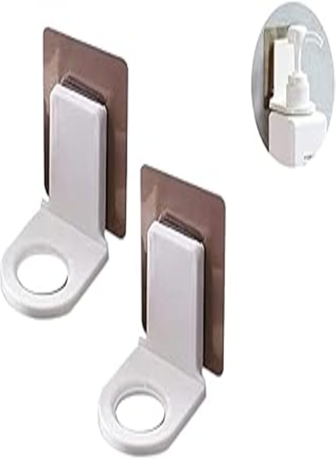 Shower Gel Bottle Holder Adhesive Non-Perforated Shampoo Dispenser Holder Hand Soap Bottle Holder Liquid Soap Bottle Holder Wall Mounted Adhesive Holder- 2 Pieces 