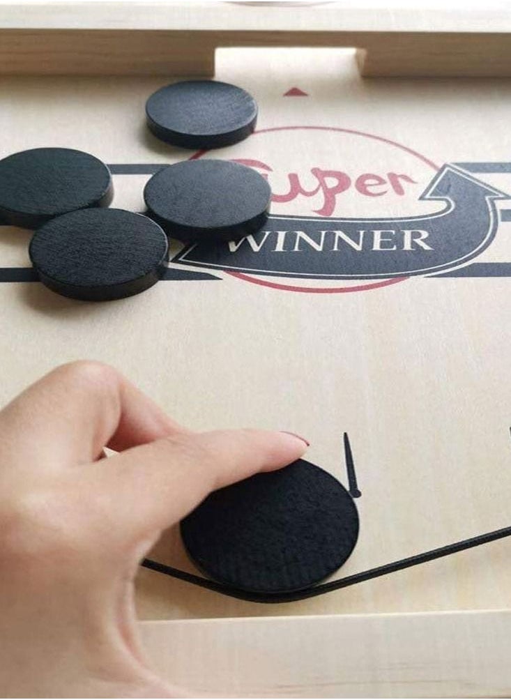 MARGOUN MARGOUN Fast Puck Game, Foosball Winner Board Game, Wooden Hockey Chess Table Game Sling Games Paced Puck Winner Wood Board Sport Toys (Large)  - Image 4