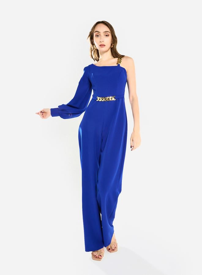 House of Moda Women One Shoulder Chain Accent Jumpsuit - Image 1
