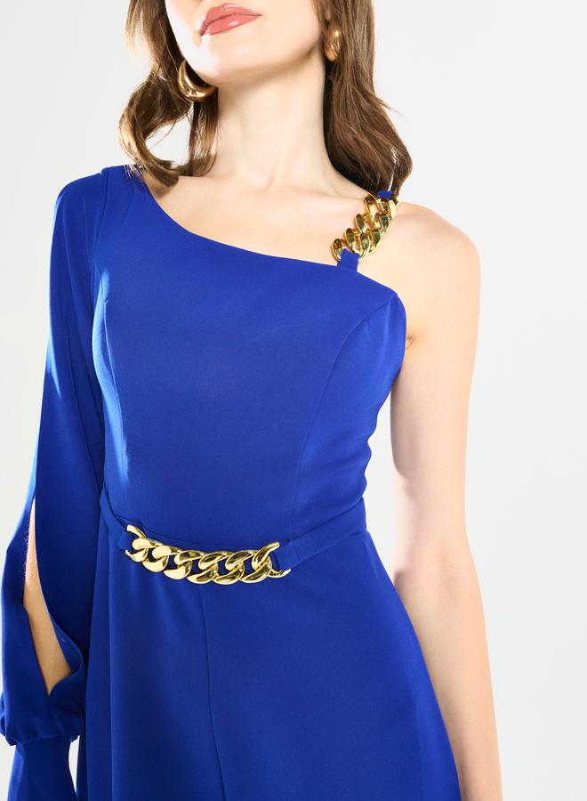 House of Moda Women One Shoulder Chain Accent Jumpsuit - Image 4