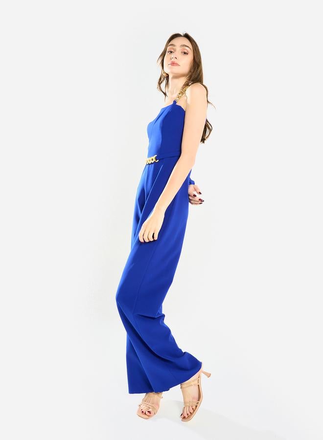 House of Moda Women One Shoulder Chain Accent Jumpsuit - Image 2