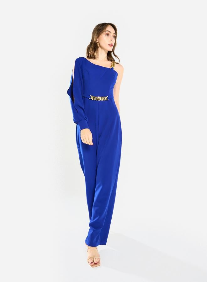 House of Moda Women One Shoulder Chain Accent Jumpsuit - Image 3