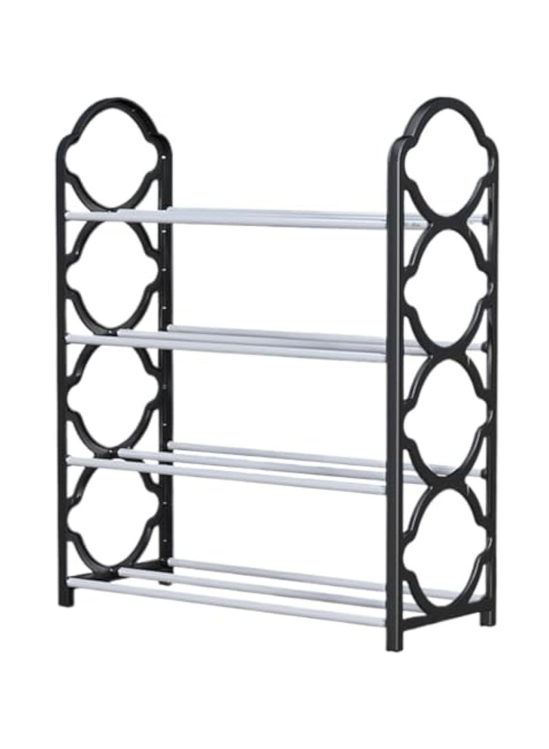 Arabest 4 Tier Shoe Rack Minimalist Shoe Shelf Detachable Heavy Duty Organizer Punch-Free Floor Rack for Home Dorm Hallway, Black Storage Shelf Organizer - Image 1
