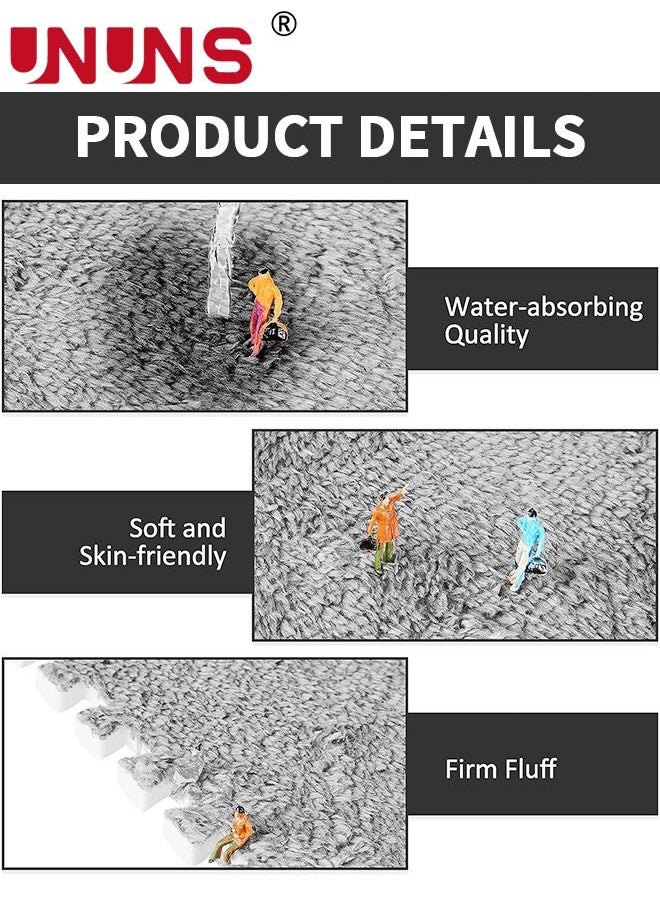 UNUNS - Puzzle Foam Floor Mat,10-Piece Thickened Plush Foam Interlocking Floor Mat,12'' x 12'' Anti-slip Puzzle Area Rug Playmat For Room Floor - Image 1