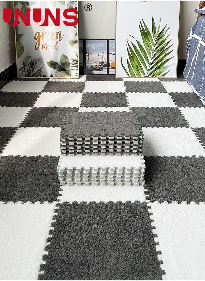 UNUNS - Puzzle Foam Floor Mat,10-Piece Thickened Plush Foam Interlocking Floor Mat,12'' x 12'' Anti-slip Puzzle Area Rug Playmat For Room Floor - Image 1