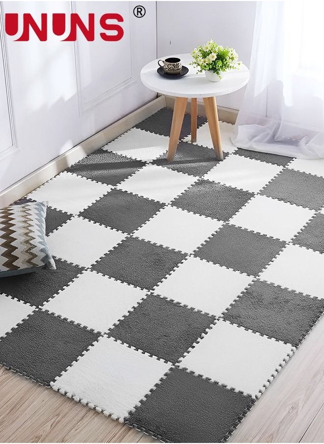 UNUNS - Puzzle Foam Floor Mat,10-Piece Thickened Plush Foam Interlocking Floor Mat,12'' x 12'' Anti-slip Puzzle Area Rug Playmat For Room Floor - Image 1