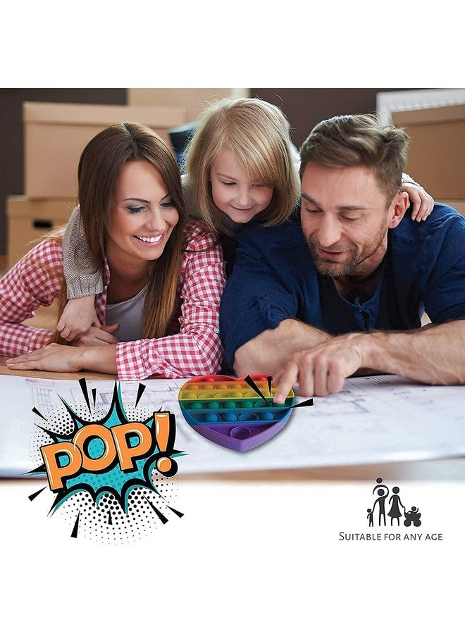 ويش كي لعبة ويشكي الناعمة المصنوعة من السيليكون على شكل وحيد القرن والقلب بألوان قوس قزح الملونة، لعبة فقاعات حسية لتخفيف التوتر ومضادة للقلق ومرضية للأطفال والكبار (عبوة من قطعتين، متعددة الألوان) - Image 3