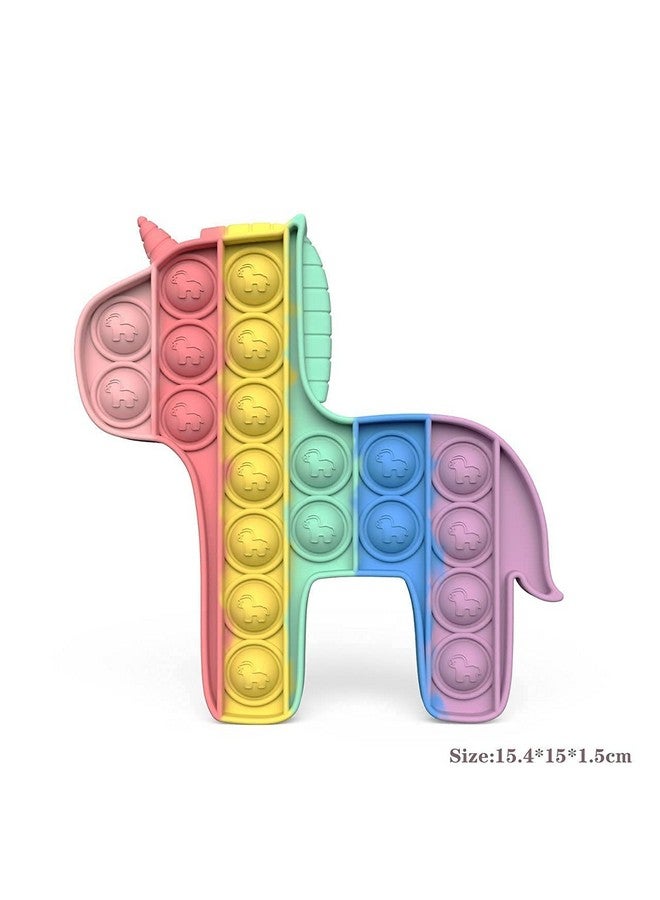 ويش كي لعبة ويشكي الناعمة المصنوعة من السيليكون على شكل وحيد القرن والقلب بألوان قوس قزح الملونة، لعبة فقاعات حسية لتخفيف التوتر ومضادة للقلق ومرضية للأطفال والكبار (عبوة من قطعتين، متعددة الألوان) - Image 2