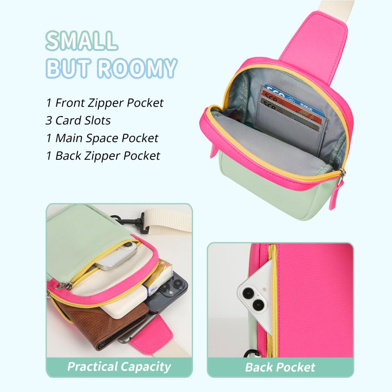 Cotmcor Easter Basket Stuffers for Teens Girls: Fanny Pack Birthday Gift for 8 9 10 11 12 Year Old Teen Girl Trendy Stuff, Preppy Colorblock Crossbody Bag Adjustable Sling Belt Bags Purse for Travel - Image 3