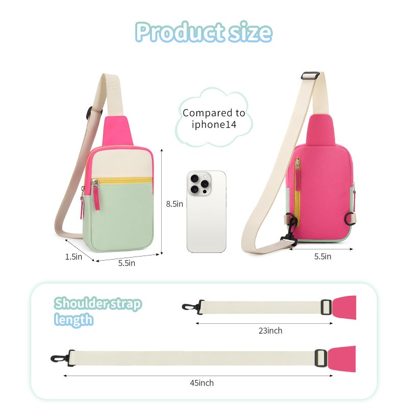 Cotmcor Easter Basket Stuffers for Teens Girls: Fanny Pack Birthday Gift for 8 9 10 11 12 Year Old Teen Girl Trendy Stuff, Preppy Colorblock Crossbody Bag Adjustable Sling Belt Bags Purse for Travel - Image 4