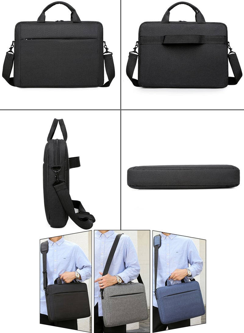 Qiccijoo Laptop Bag Computer Cases 15.6 Inch Briefcase for Men Women Laptop Case Shoulder Bag with Strap Computer Bag Messenger Bag for Travel/Business(Black) - Image 3