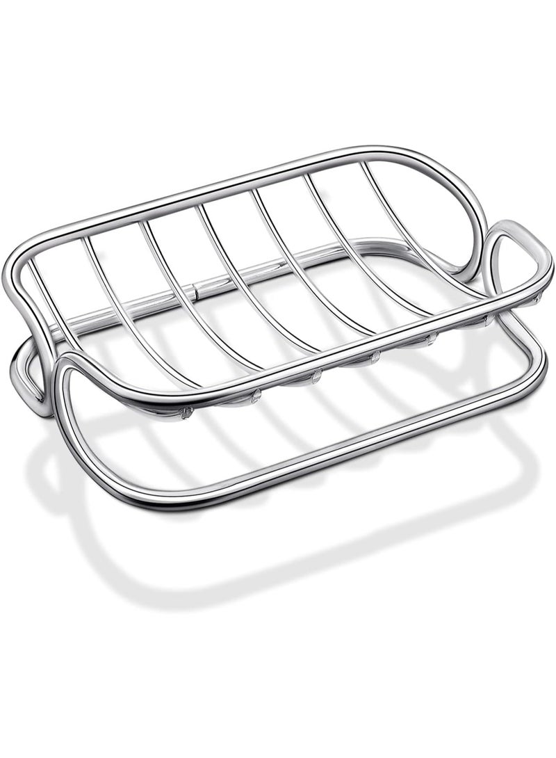 SYOSI Stainless Steel Soap Dish, Rust-Proof Metal Soap Holder with Self-Draining Design, Bathroom Organizer Tray for Kitchen Sink, Bathtub, Countertop Storage, Easy-Clean Soap Sponge Rest - Image 1