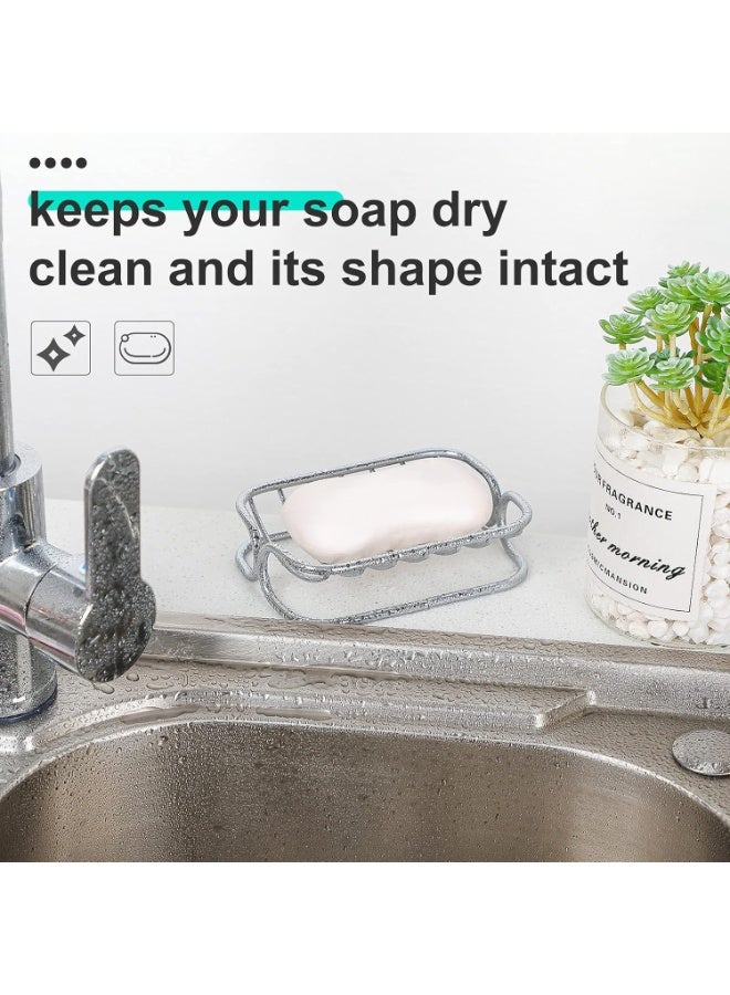 SYOSI Stainless Steel Soap Dish, Rust-Proof Metal Soap Holder with Self-Draining Design, Bathroom Organizer Tray for Kitchen Sink, Bathtub, Countertop Storage, Easy-Clean Soap Sponge Rest - Image 4