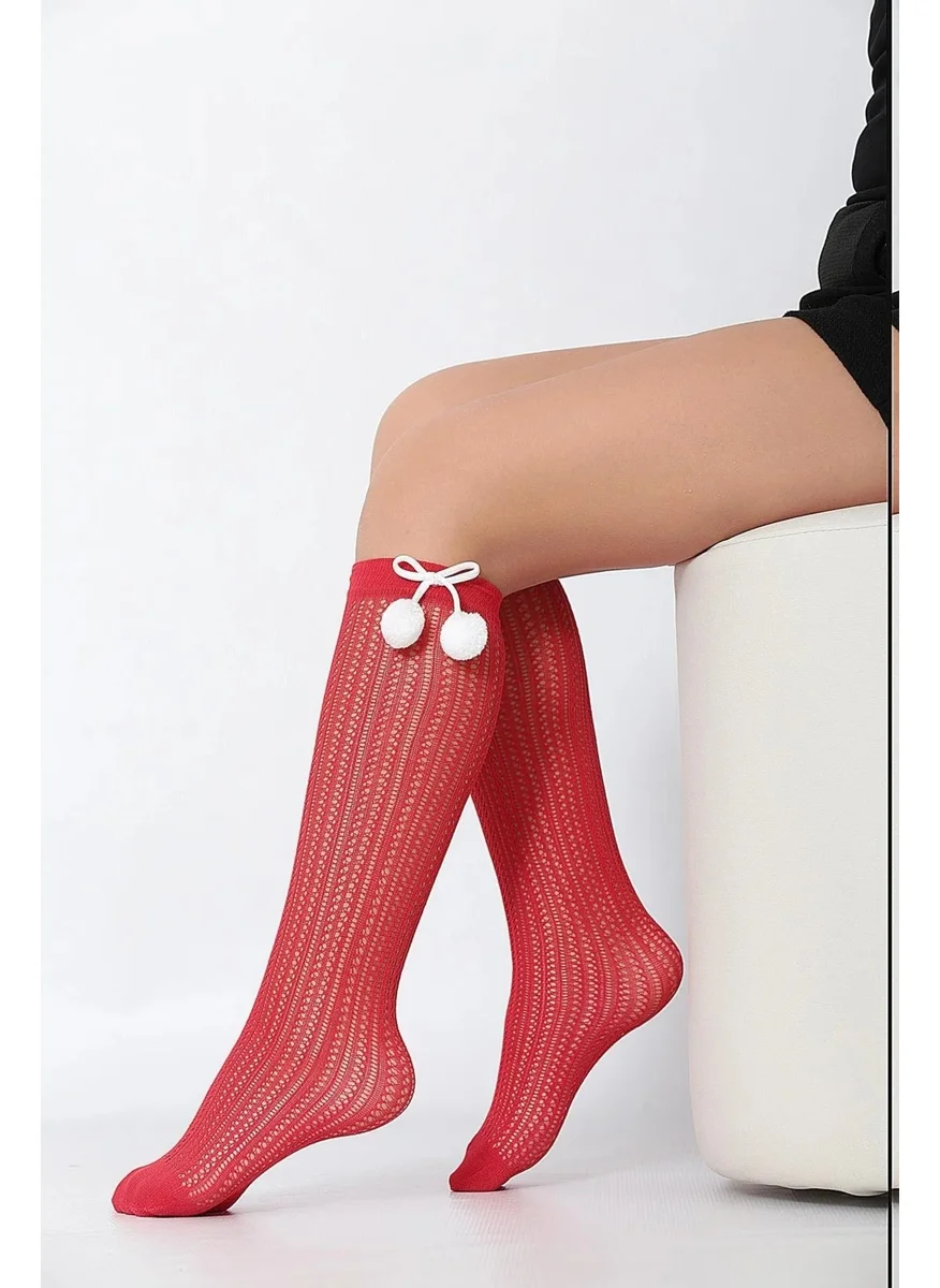 DayMod Fairy Pompom Red Children's Knee High Socks