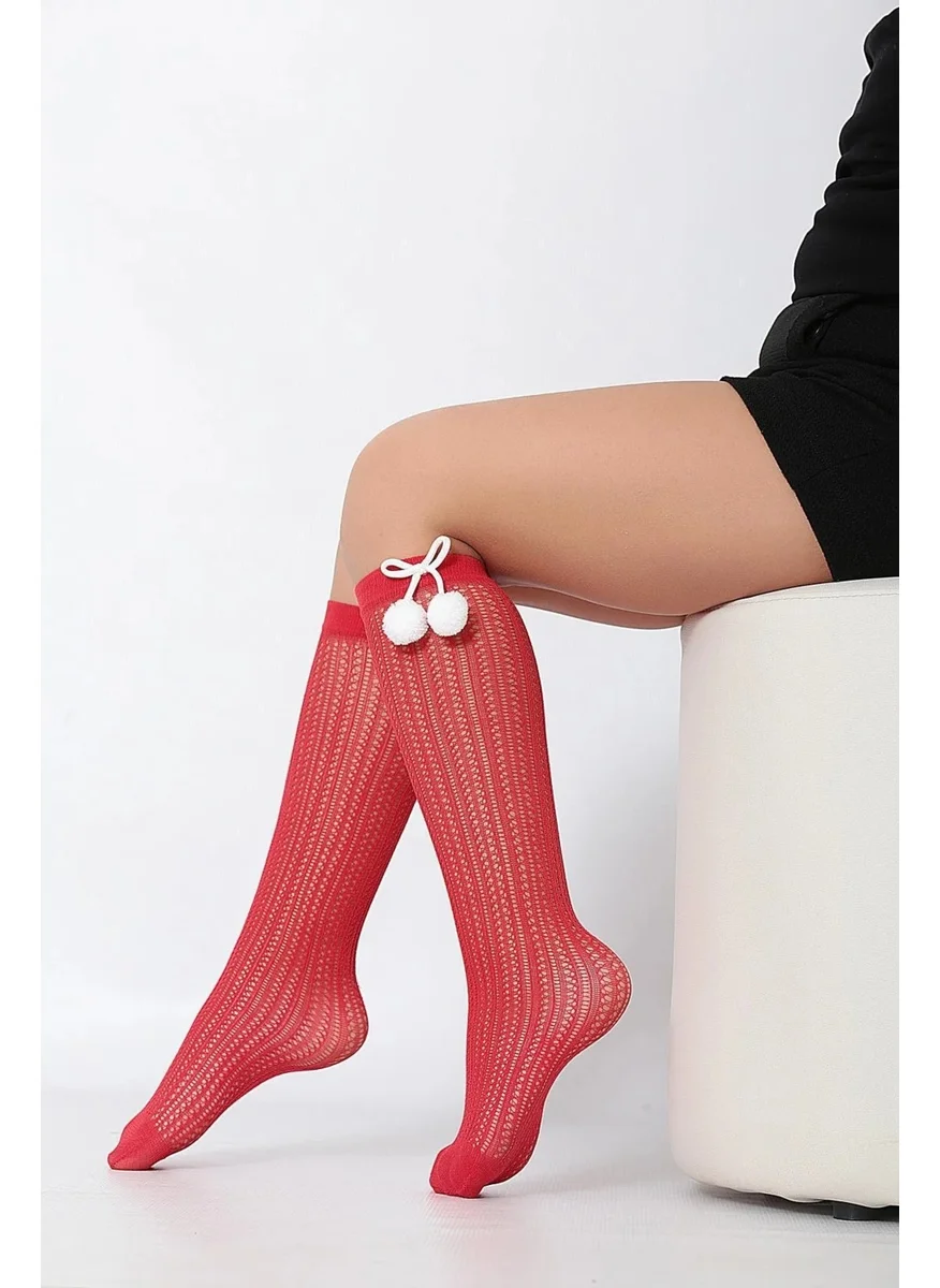 DayMod Fairy Pompom Red Children's Knee High Socks