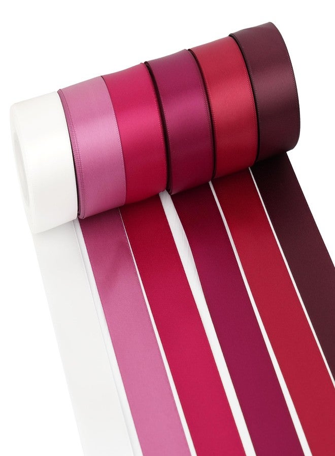 MAYREEL Burgundy Satin Ribbon 1 Inch Dark Red Maroon Ribbon for Gift Wrapping Crafts Wedding Bridal Shower Party Christmas Tree Decorations 6 Rolls 10 Yards Each Color Total 60 Yards - Image 1