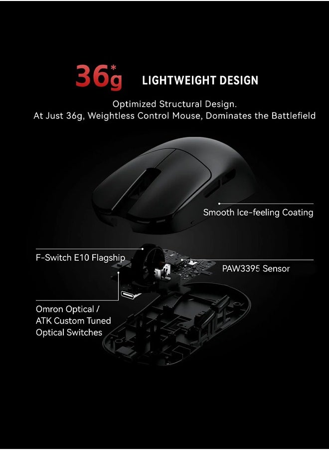 ATK VXE MAD R Triple Mode 8K Mouse e-Sports Ultra High Precision Sensor PAW3395 Gaming Office Support 2.4G Wireless Wired Ergonomic Symmetrical Customisation  - Image 4