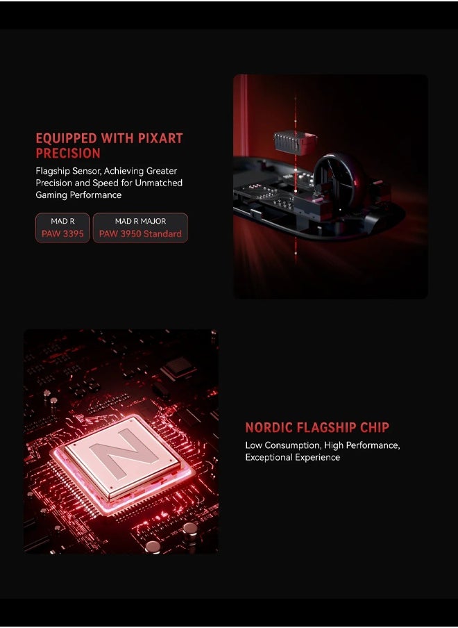 ATK VXE MAD R Triple Mode 8K Mouse e-Sports Ultra High Precision Sensor PAW3395 Gaming Office Support 2.4G Wireless Wired Ergonomic Symmetrical Customisation  - Image 5