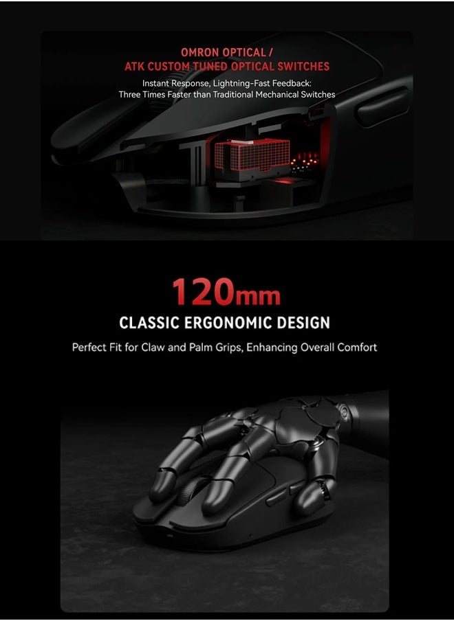 ATK VXE MAD R Triple Mode 8K Mouse e-Sports Ultra High Precision Sensor PAW3395 Gaming Office Support 2.4G Wireless Wired Ergonomic Symmetrical Customisation  - Image 3