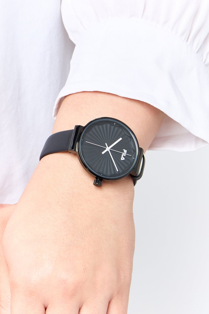 FILA Women 38-195-002 Leather Analog Watch 38 mm, Black - Image 2