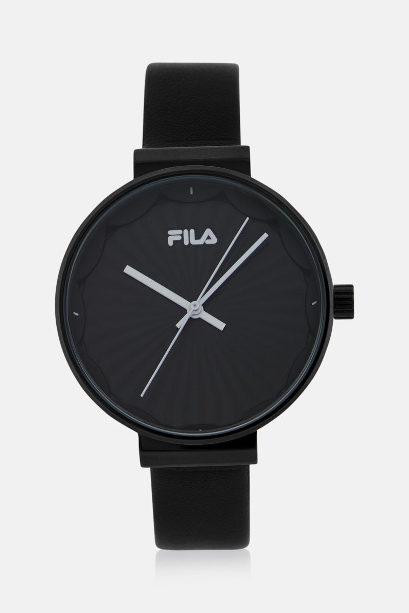 FILA Women 38-195-002 Leather Analog Watch 38 mm, Black - Image 1