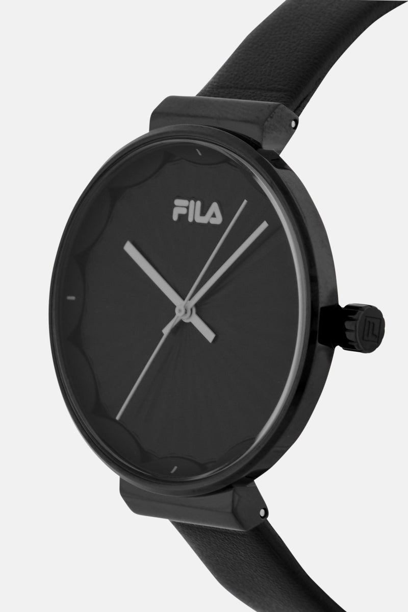 FILA Women 38-195-002 Leather Analog Watch 38 mm, Black - Image 3