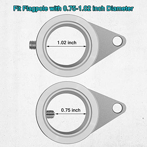 Anovo Flag Pole Rings, Aluminum Alloy Flagpole Rings 360° Rotating Anti Wrap Flag Mounting Ring, Spinning Flag Pole Clips with Carabiner for 0.75-1.02 Inch Diameter- Pack of 4 (Matte Silver) - Image 5