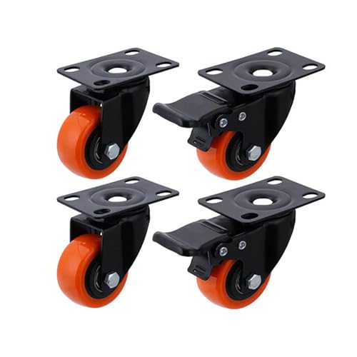 AOKLEY 2 Inch Swivel Castor Wheels Heavy Duty Industrial Casters 300KG Orange Polyurethane Trolley Furniture Caster 4Pcs(Color:Type 5) - Image 3