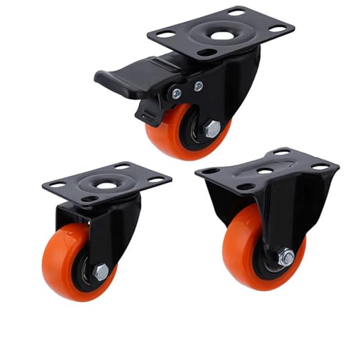 AOKLEY 2 Inch Swivel Castor Wheels Heavy Duty Industrial Casters 300KG Orange Polyurethane Trolley Furniture Caster 4Pcs(Color:Type 5) - Image 4
