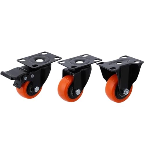 AOKLEY 2 Inch Swivel Castor Wheels Heavy Duty Industrial Casters 300KG Orange Polyurethane Trolley Furniture Caster 4Pcs(Color:Type 5) - Image 2
