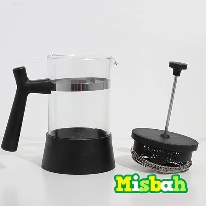 MISBAH French Press Coffee And Tea Maker Glass Coffee Press Stainless Steel Filter Durable And Heat Resistant 600Ml - Image 2