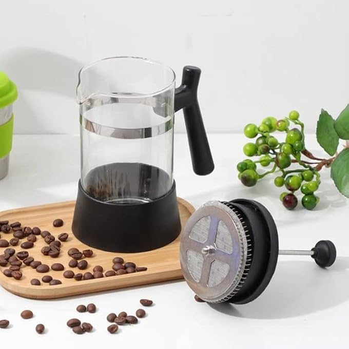 MISBAH French Press Coffee And Tea Maker Glass Coffee Press Stainless Steel Filter Durable And Heat Resistant 600Ml - Image 3