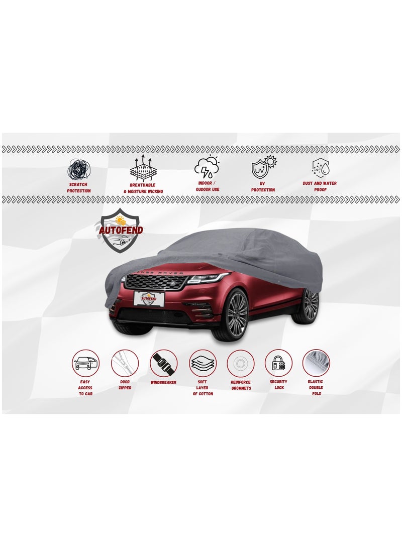 Zipporah All Weather Premium Lightweight 6-Layers Protective Car Cover 210T Compatible for 2020-2025 Range Rover Velar with Left Driver Side Door Zipper, Security Lock and Mirror Pockets - Image 3