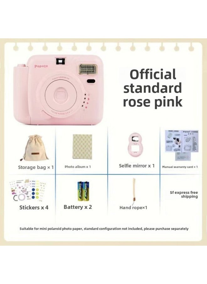 Generic Internet Celebrity Student Cheap Camera Porofles Camera Product One-time Imaging Photo Paper Portable Retro Photo Ins-Body Color:Sakura Pink-official Standard  - Image 1