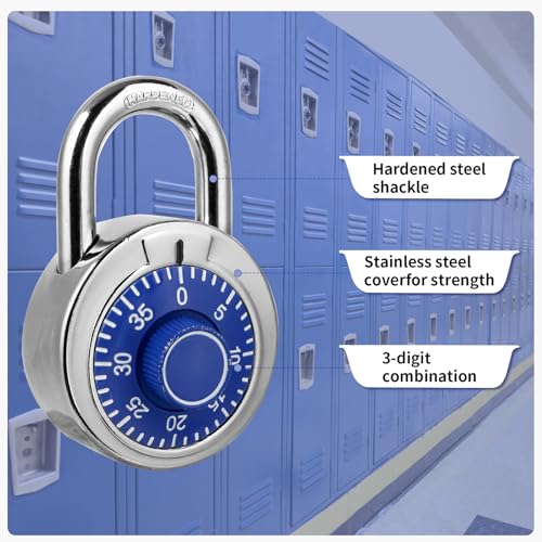 HZSY Combination Padlock 1 Pack, Fixed Dial Combination Padlock with Different Combinations, 2 in. Wide. Blue Turntable, Lock for Gym & Locker, School, Toolbox, and More - Image 2