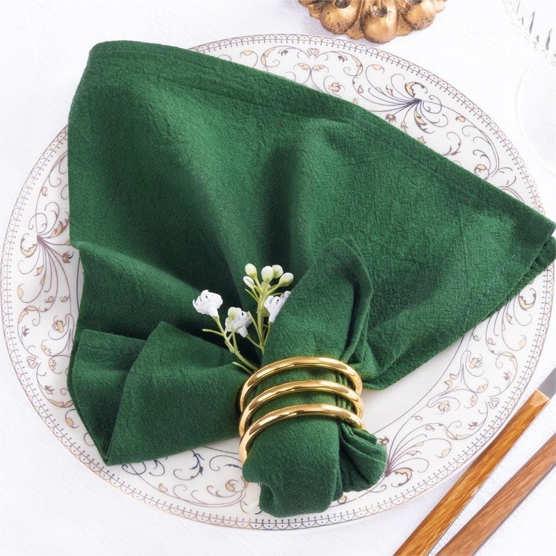 MLMW Christmas Cloth Napkins Set of 6 Emerald Green Linen Cotton Dinner Napkins Cloth Bulk Washable 1616 for Fall Wedding Party Baby Bridal Shower Birthday Table Decorations - Image 3
