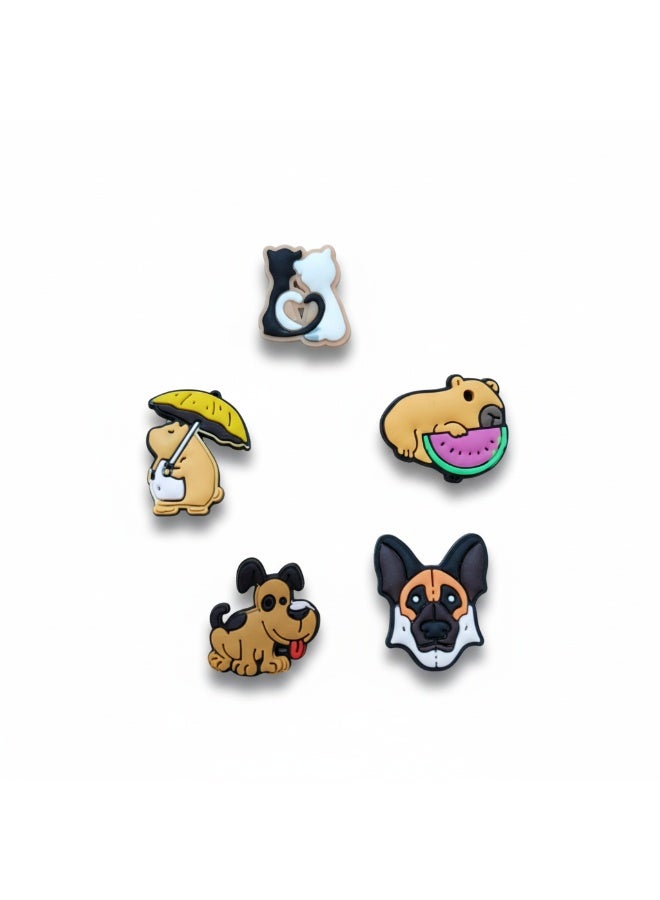 مجموعة مكونة من ٥ قطع زينات ملونة للأحذية – إكسسوارات مرحة لتزيين أحذية الكلوغ - Image 1