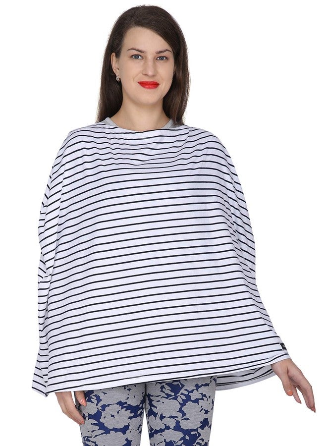 Feather Hug 360° Premium Nursing Cover For Breastfeeding-Feeding Apron For Mom, Stretchy Feeding Cover For Mother, Real Breathable Breast Feeding Cover (White White Stripes),1 Count - Image 5